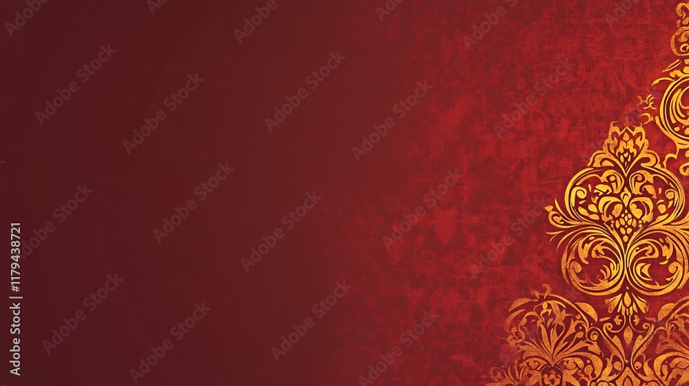 Red Background with Golden Ornate Design Red Background with Golden Ornate Design