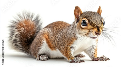 Squirrel Isolated on White Background. Generative AI photo