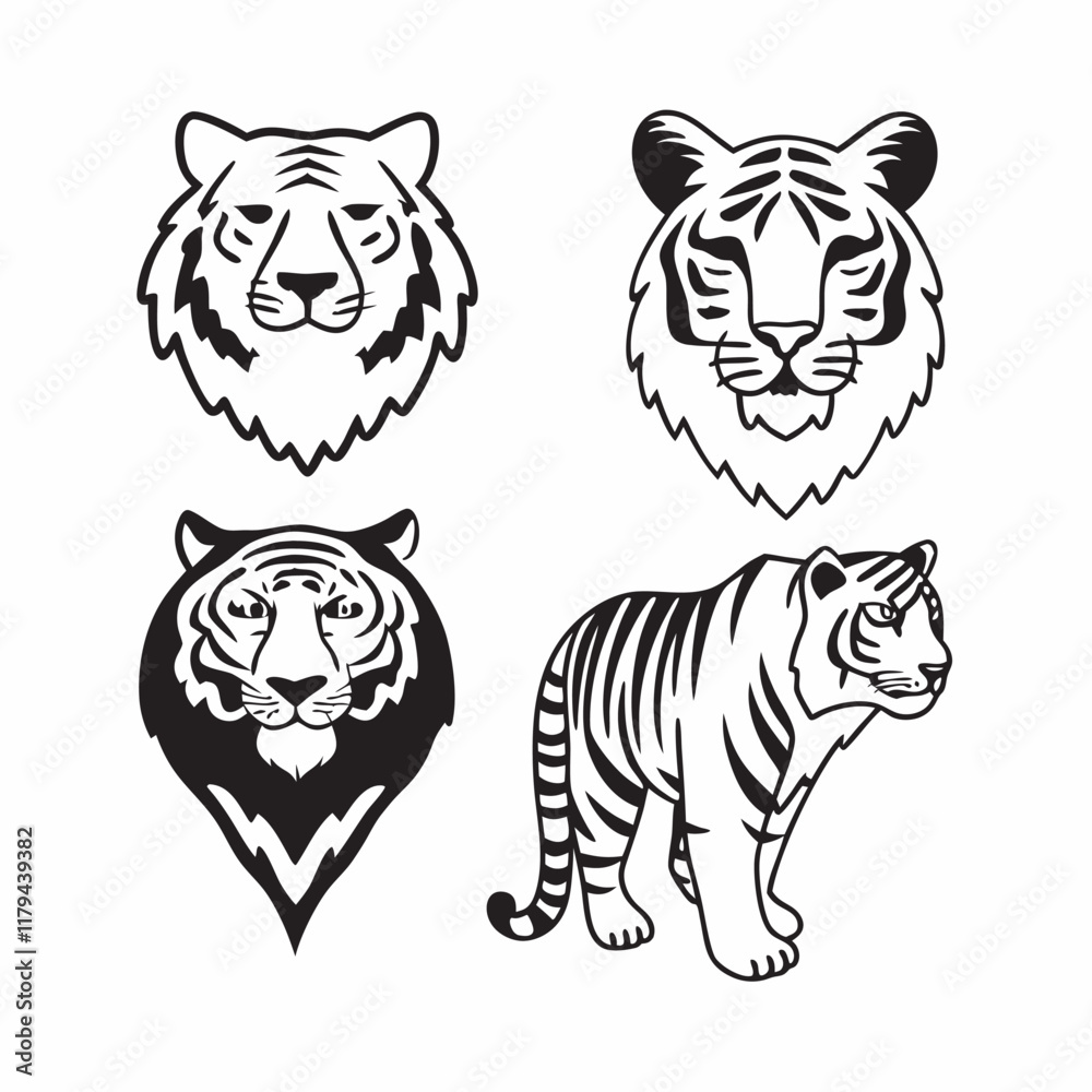 Naklejka premium tiger on white background