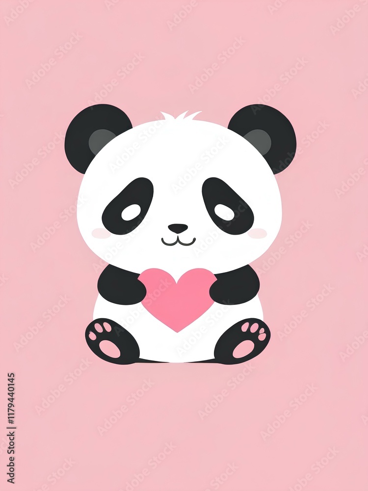 Panda heart vector image white background Panda heart vector image white background
