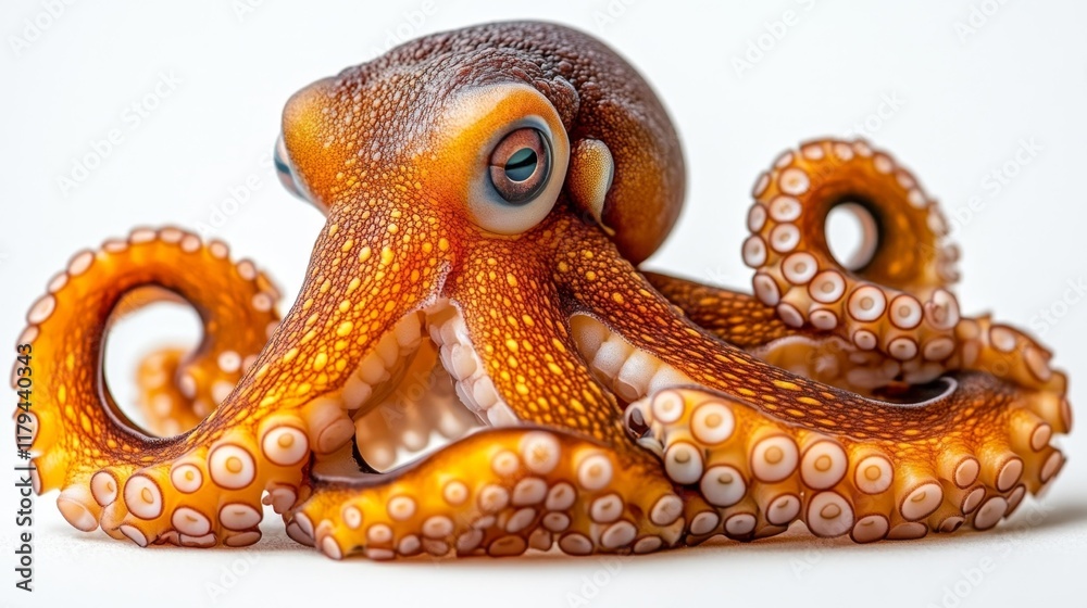 Orange Octopus on White Background. Generative AI Orange Octopus on White Background. Generative AI