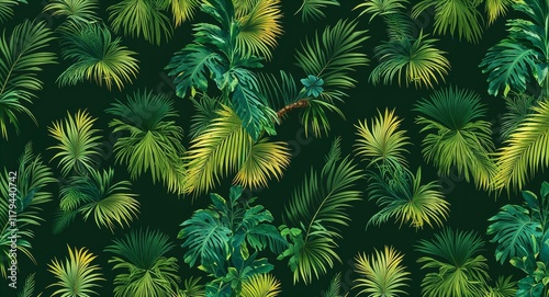 Tropical palm pattern background in green pattern background