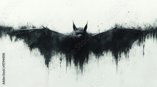 Abstract Bat in Ink Splash Art on White Background. Generative AI photo