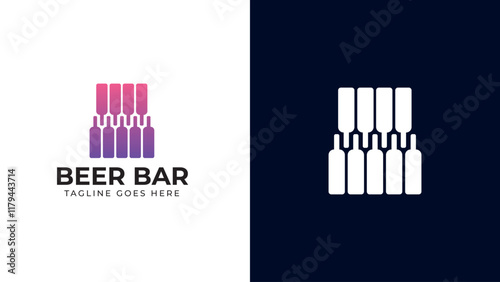 beer bar logo- vector illustration, emblem brewery design on dark background.