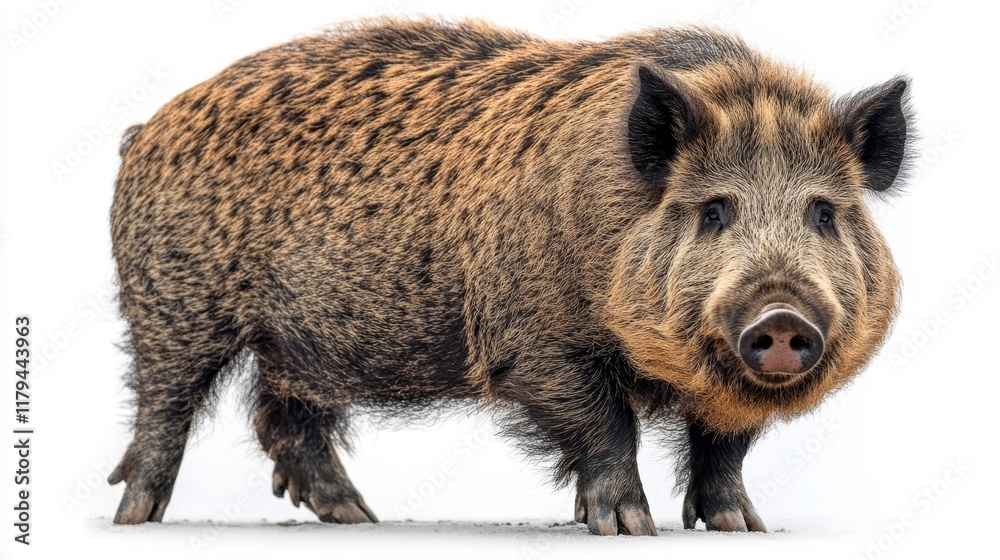 Wild Boar on White Background. Generative AI Wild Boar on White Background. Generative AI