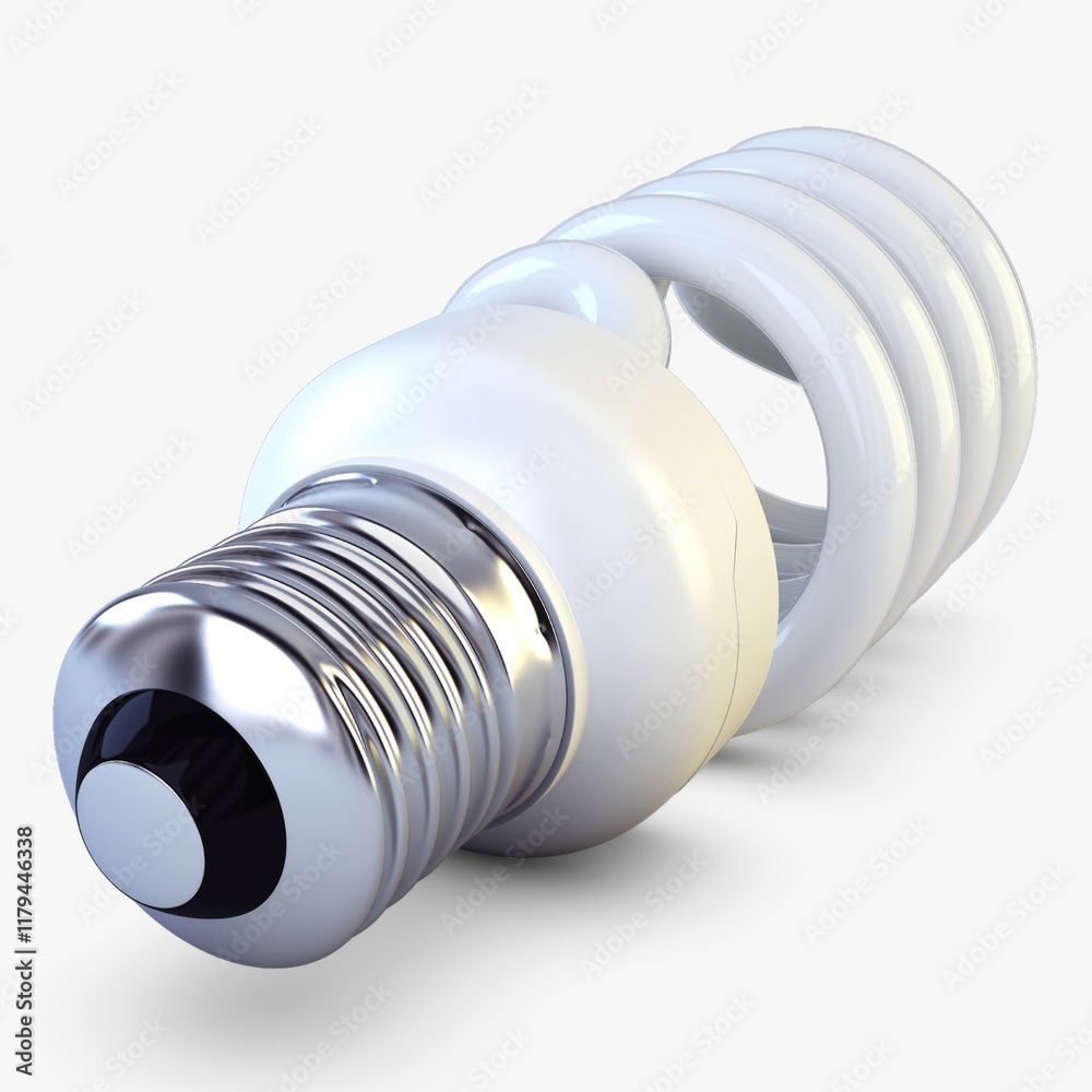 Fluorescent lamp design in 3D render showcasing spiral shape Fluorescent lamp design in 3D render showcasing spiral shape
