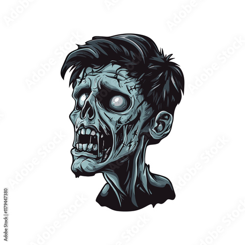 A creepy zombie head character dead man vector illustration