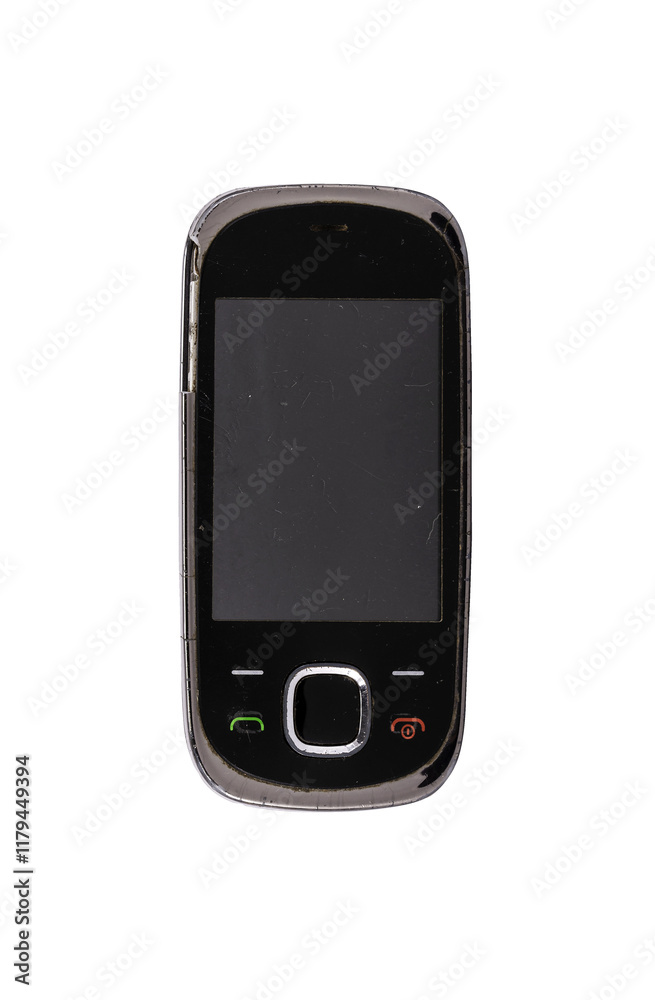 Retro mobile phone with a classic button design on a transparent background. The high resolution and transparent background make it perfect for use in advertising, illustrations, and design projects.