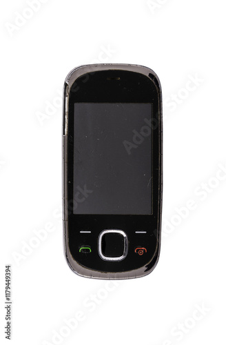 Obraz na płótnie Retro mobile phone with a classic button design on a transparent background. The high resolution and transparent background make it perfect for use in advertising, illustrations, and design projects. w salonie