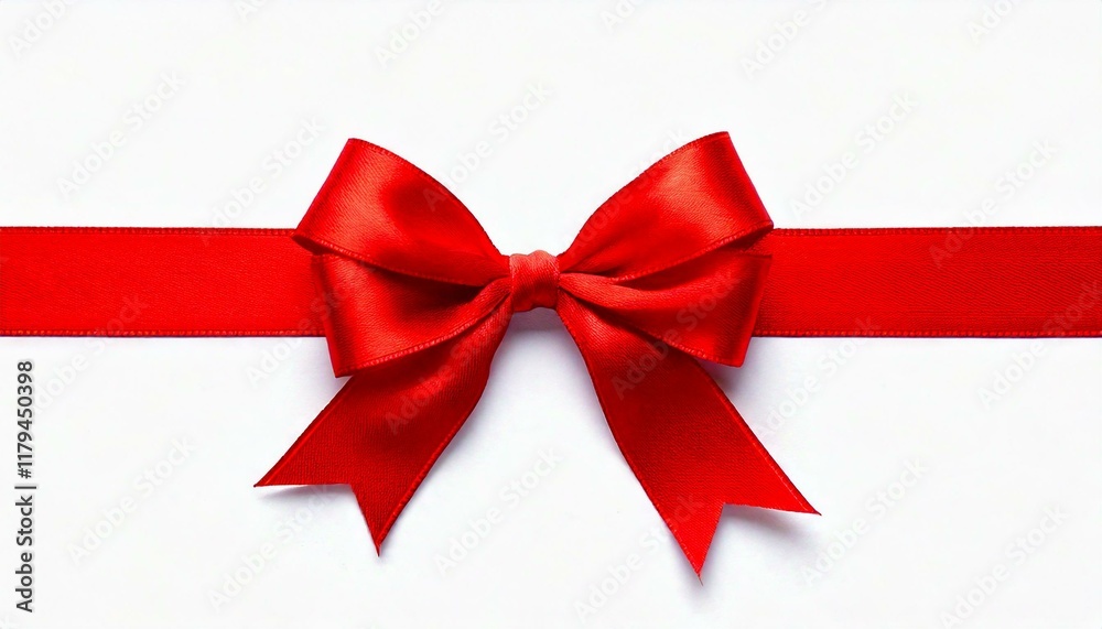Shiny red ribbon with bow isolated on white Shiny red ribbon with bow isolated on white