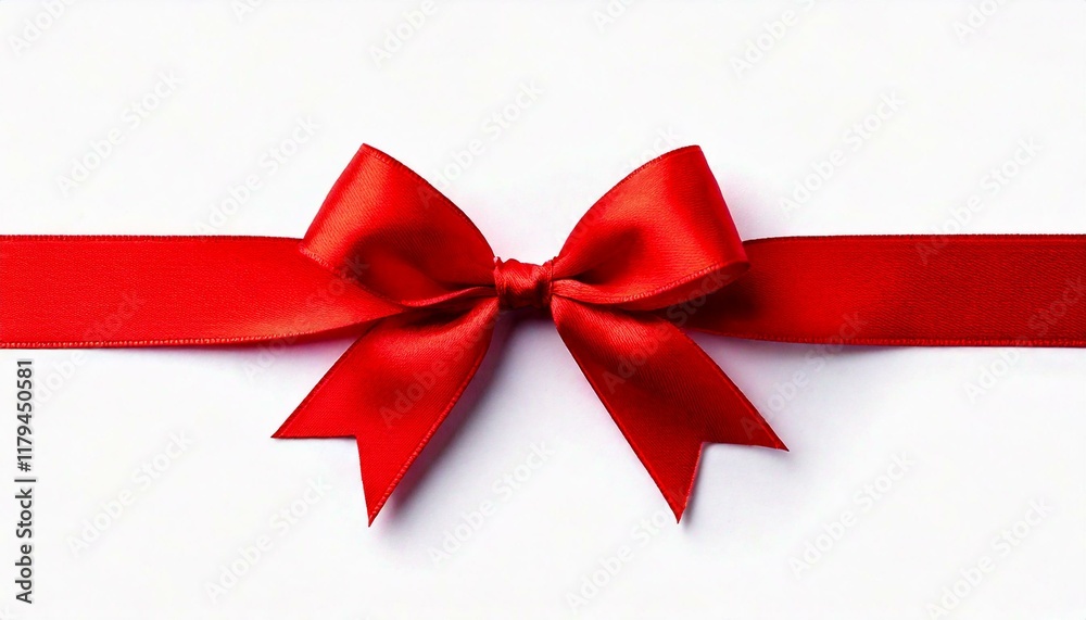 Shiny red ribbon with bow isolated on white Shiny red ribbon with bow isolated on white