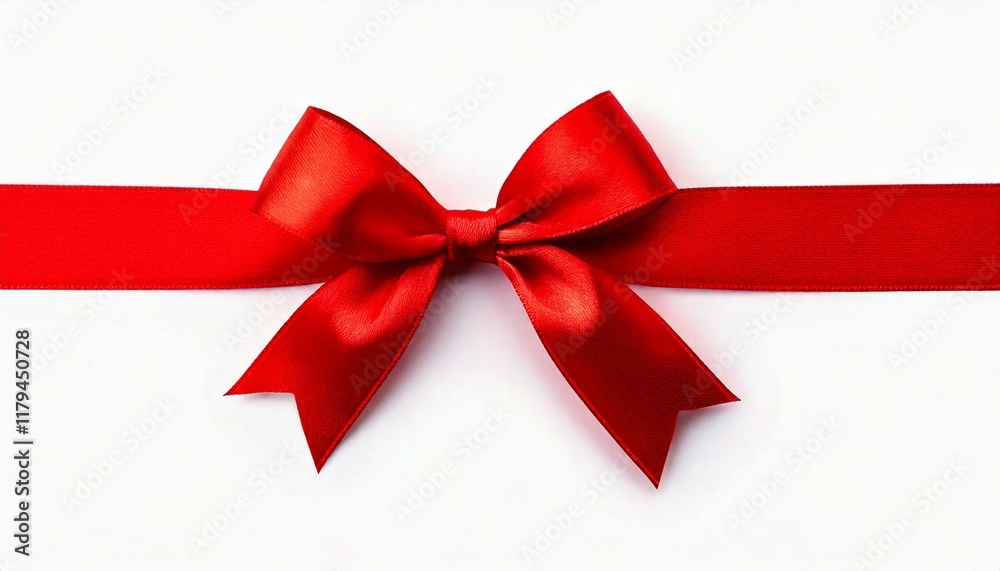Shiny red ribbon with bow isolated on white Shiny red ribbon with bow isolated on white