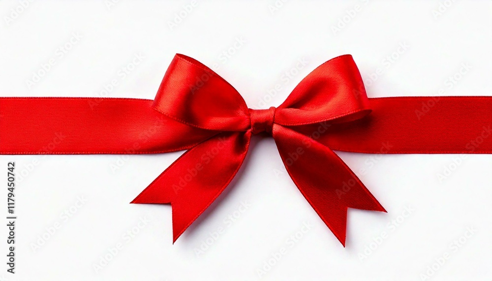 Shiny red ribbon with bow isolated on white Shiny red ribbon with bow isolated on white
