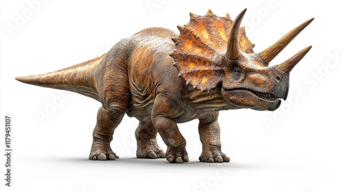 Triceratops Dinosaur on a White Background. Generative AI photo