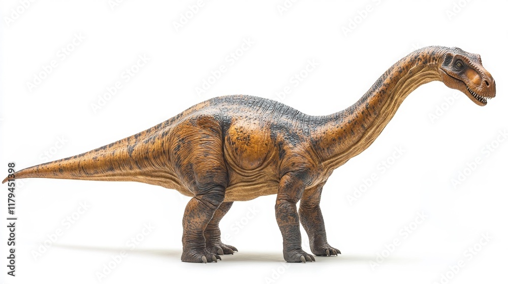 Fototapeta premium Brachiosaurus Dinosaur Isolated on White Background. Generative AI