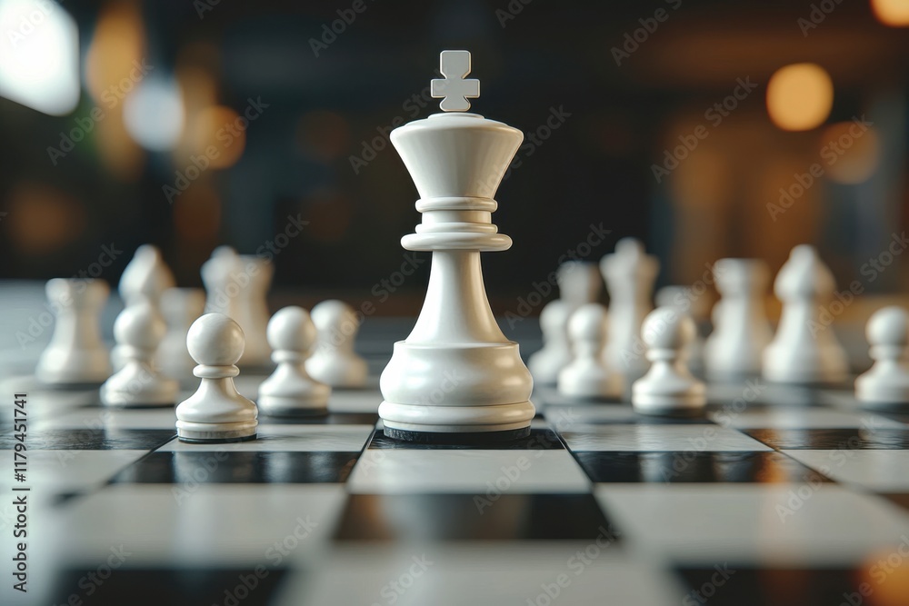 Chess fighting game, the white king of chess jumps down and attacks, all pieces fall down.