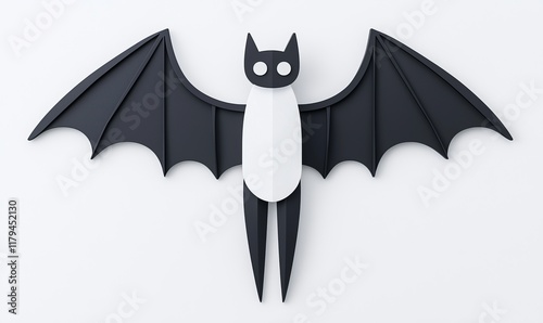 A contemporary bat logo with a Halloween theme, including a ghost character, cartoon illustration, symbol, and graphic. photo