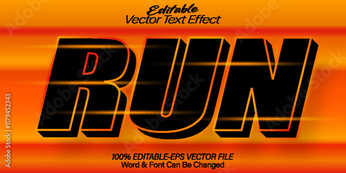 Run Vector Text Effect Editable Alphabet Fast Escape Speed Cartoon