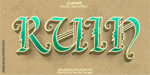 Ruin Vector Text Effect Editable Alphabet Devastation Remain Collapse