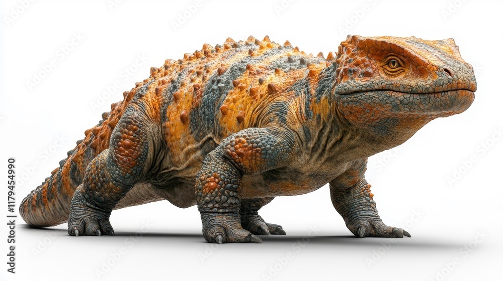 Obraz premium Armored Herbivore Sauropelta Isolated on White Background. Generative AI