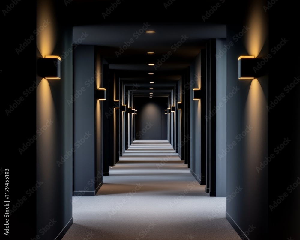 Fototapeta premium Elegant corridor with modern lighting fixtures.