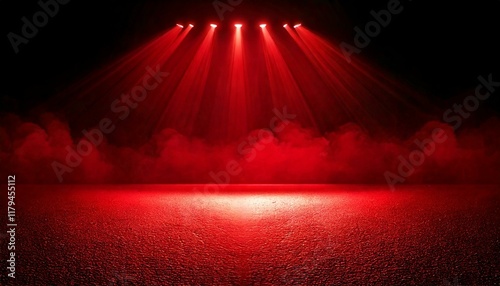 The rays red beam light on the floor.