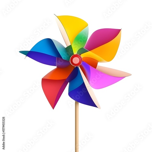 pinwheel wind toy childhood outdoor white background photo