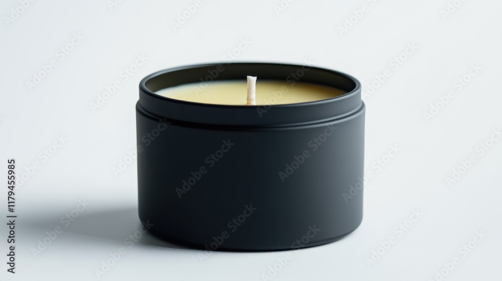 Elegant Black Candle on Minimalist Background Elegant Black Candle on Minimalist Background