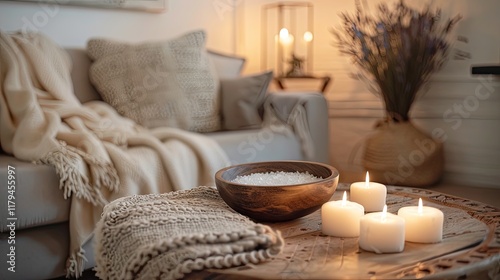 A serene and cozy setting with candles