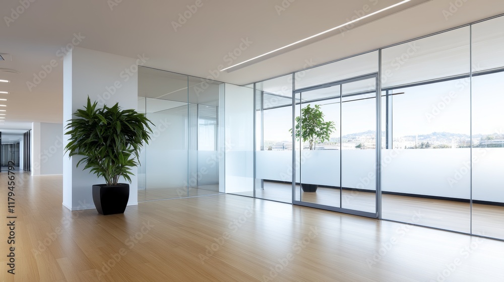 Fototapeta premium Modern office space with bright natural light.