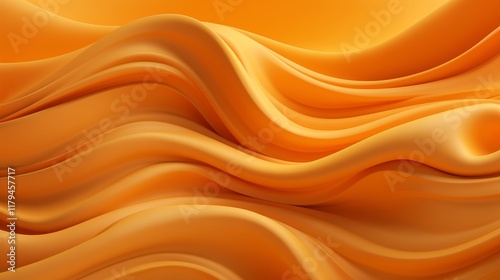 3D render of a yellow-orange abstract background with waves and a flowing cloth texture