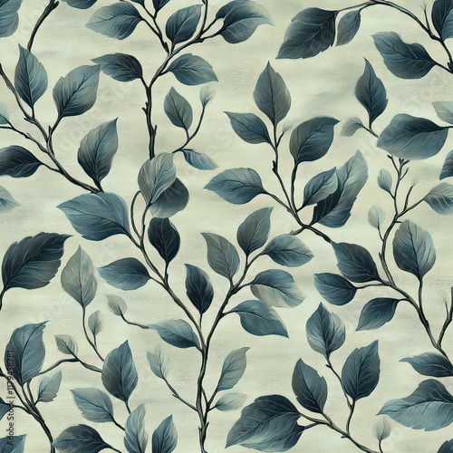 Seamless decorative green leaves pattern background