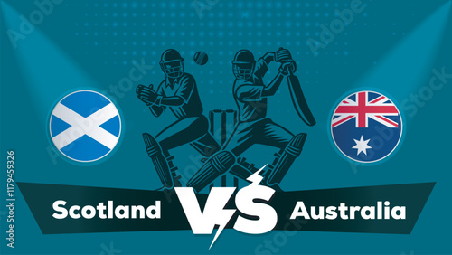Scotland VS Australia Match , Australia Vs Scotland  cricket match , Cricket match concept with creative illustration.eps