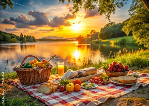 Delicious Picnic by Donuzlav Lake: Stunning Sunset Views & Fresh Food photo