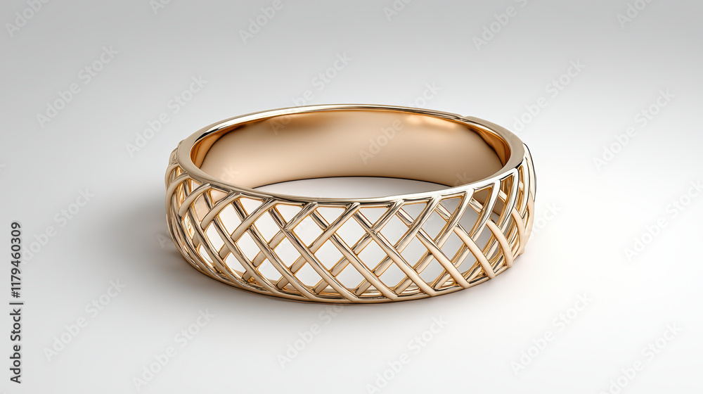 Elegant gold cuff bracelet with intricate lattice design and shine Elegant gold cuff bracelet with intricate lattice design and shine