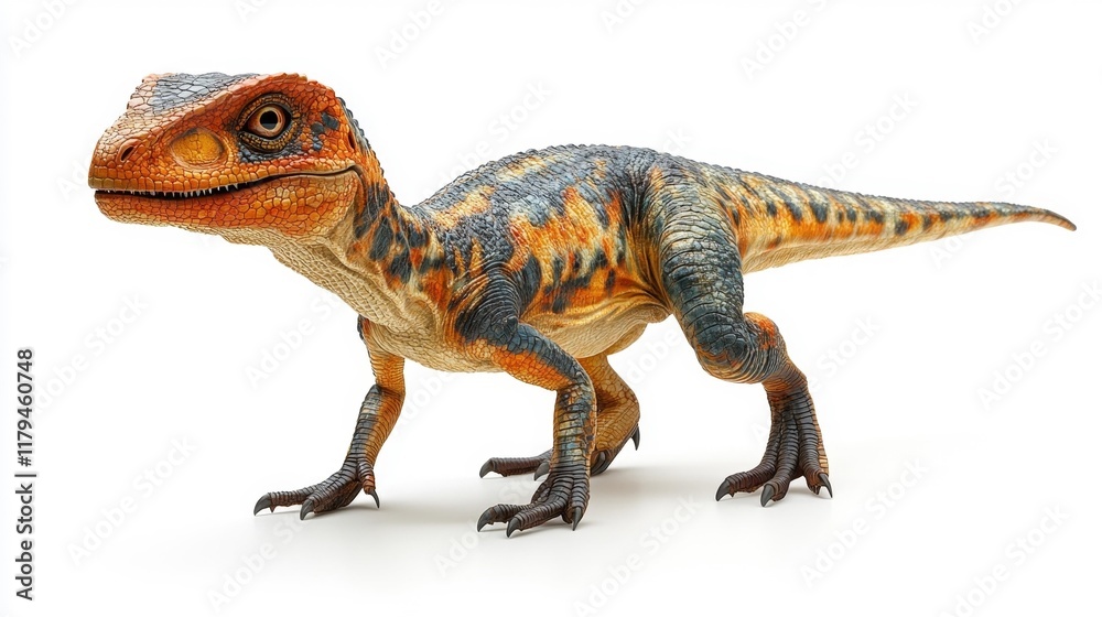 Obraz premium Eoraptor Dinosaur on White Background. Generative AI