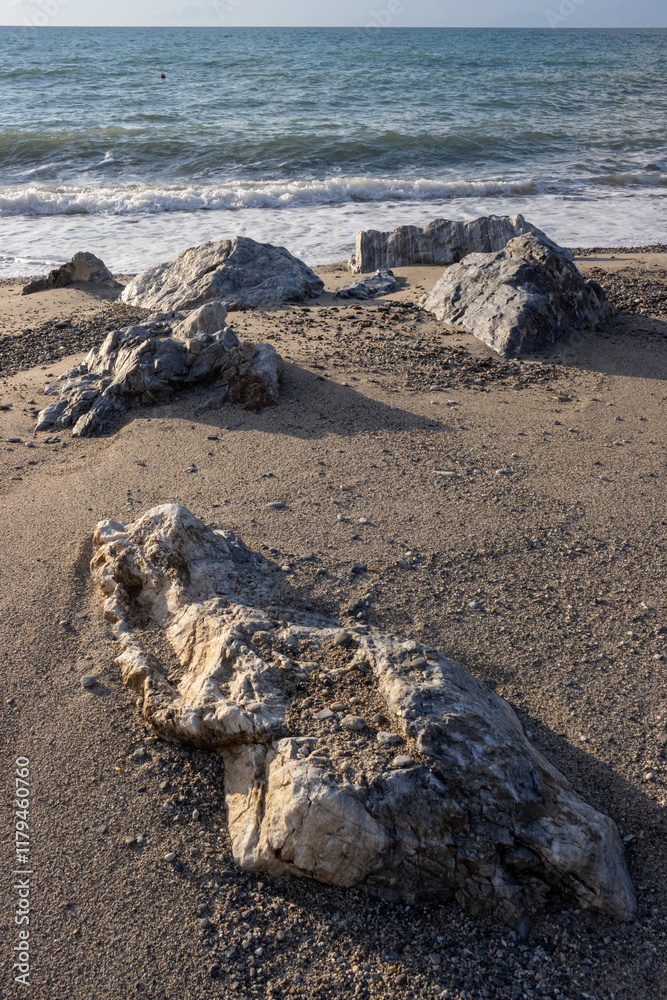 Early sunset on the beach, Villafranca, Sicily, Italy Early sunset on the beach, Villafranca, Sicily, Italy