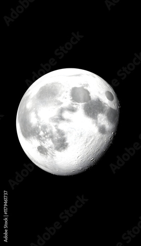 The moon view. Earth's natural satellite surface. 3d render with place for text, with white tones photo