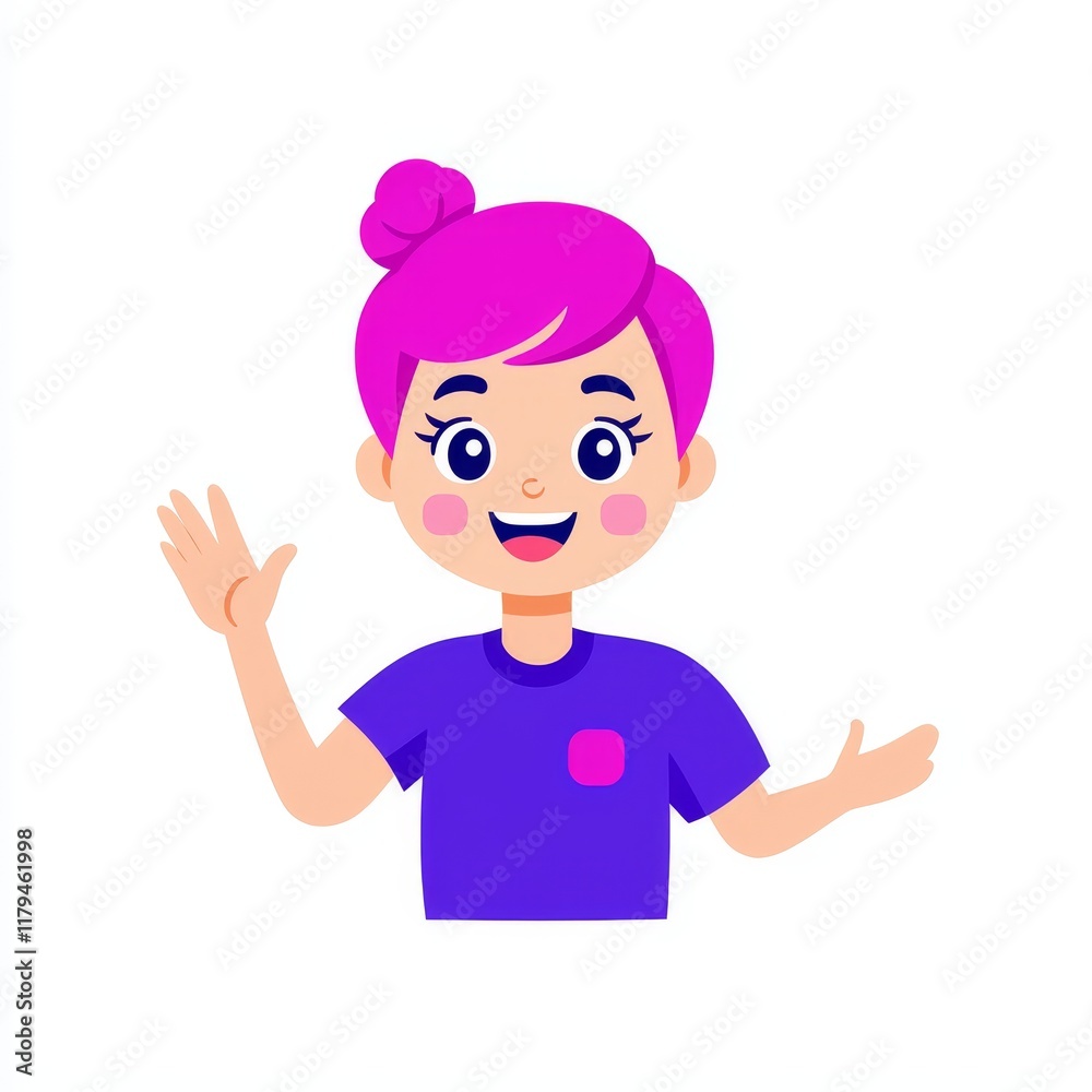 Illustration of a cartoon young girl on a white background. Illustration of a cartoon young girl on a white background.