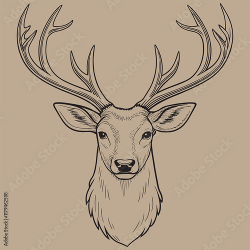 deer head silhouette vector line art