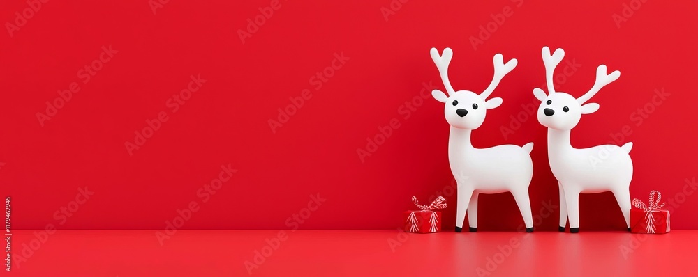 Charming Christmas reindeer with a red background, ideal for festive backgrounds, banners, or cards. Charming Christmas reindeer with a red background, ideal for festive backgrounds, banners, or cards.