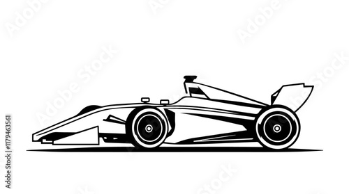 Formula Race Car Vector Icon - Sleek Silhouette of High-Speed Racing Car for Motorsport Design