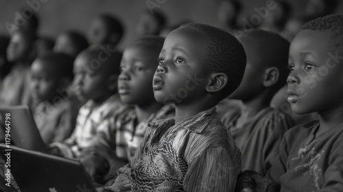 African Childrens Classroom Digital Learning Attentive Students