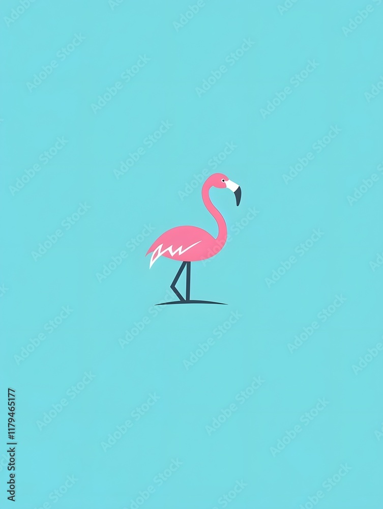 Fototapeta premium Minimalistic Tropical Pink Flamingo wildlife bird icon logo symbol