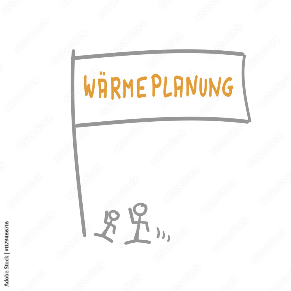 Fahne Wärmeplan Grafik Skizze Fahne Abbildung Fahne Wärmeplan Grafik Skizze Fahne Abbildung