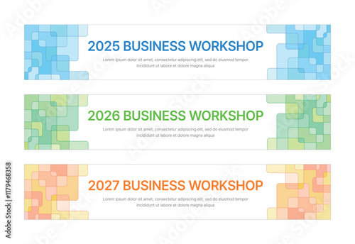 Set of business banner design templates in modern, abstract pattern style for seminar, conference, workshop, event and presentations. Layout design template for banner, flyer, brochure, panel etc.