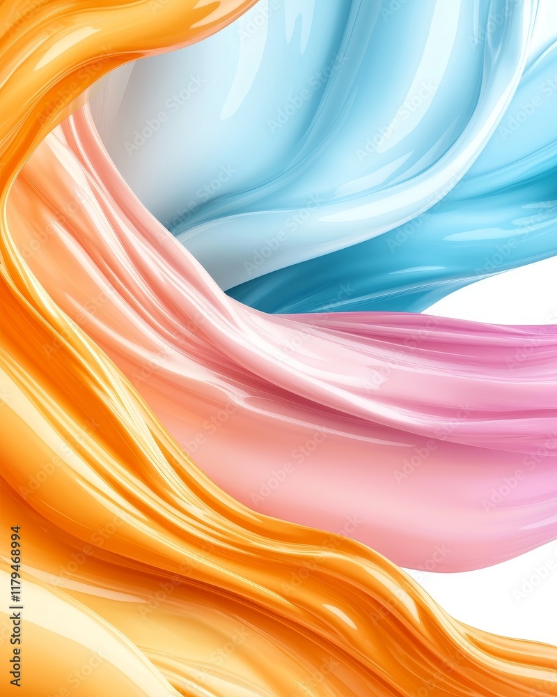 Obraz premium Abstract Swirling Liquid Paint Texture Orange Pink and Blue Hues