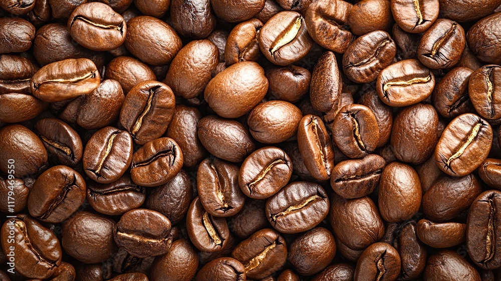 Obraz premium Close-up of roasted coffee beans.