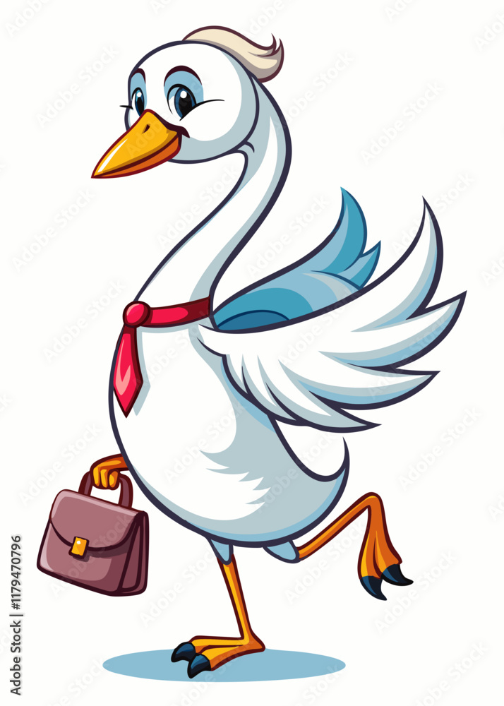 Swan wearing tie and carrying briefcase Swan wearing tie and carrying briefcase