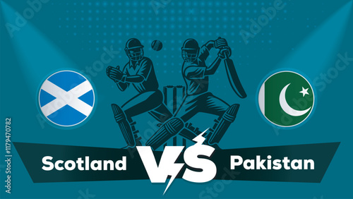 Scotland Vs Pakistan , Pakistan VS Scotland cricket match , Cricket match concept with creative illustration.eps
